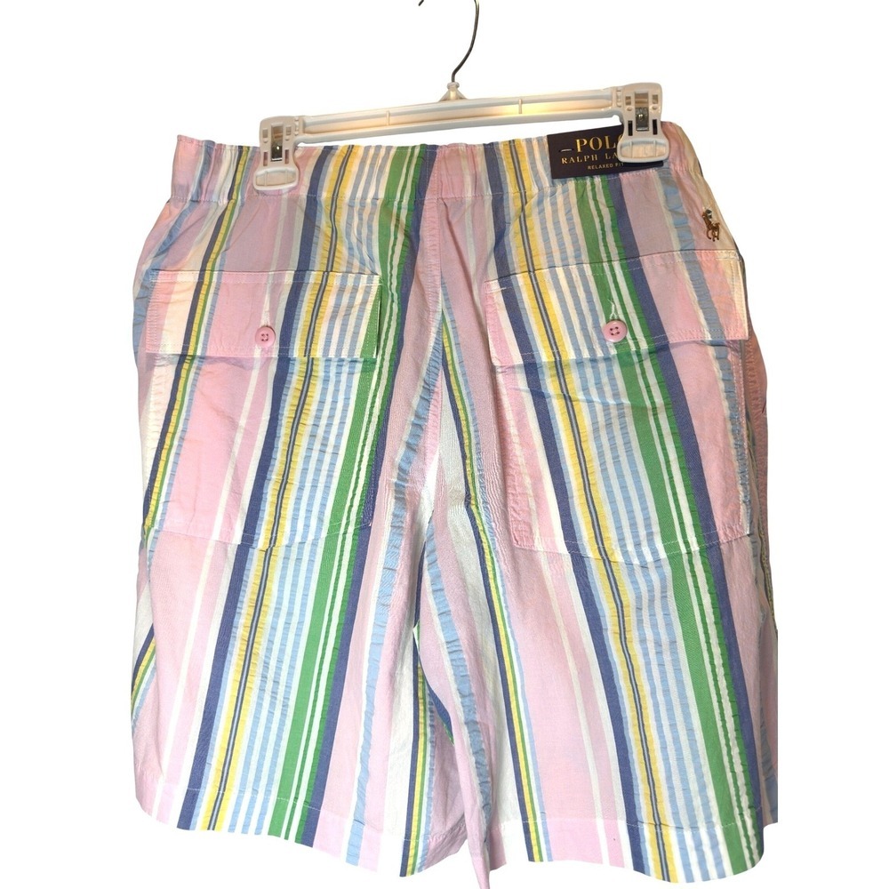 NEW Polo Ralph Lauren Relaxed Fit Stripe Cotton Seersucker Shorts Large Preppy - Picture 4 of 6